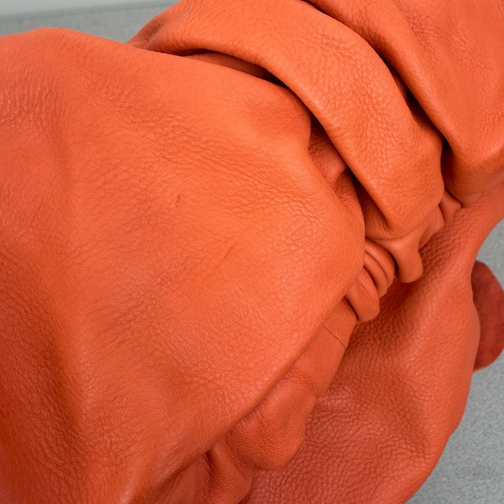 Marni Leather Hobo Bag Orange Purse Top Handle Flap Lock Large Ruffle Italy FLAW - Picture 6 of 16